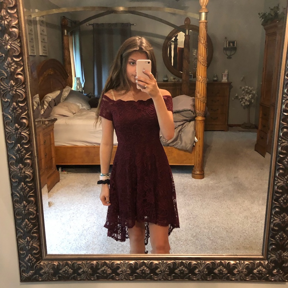 burgundy hoco dress